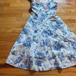 Avec Les Filles Nautical Blue and Cream Dress